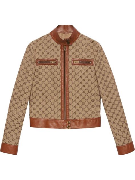 gucci womens jacket leathe trim|Gucci leather jacket price.